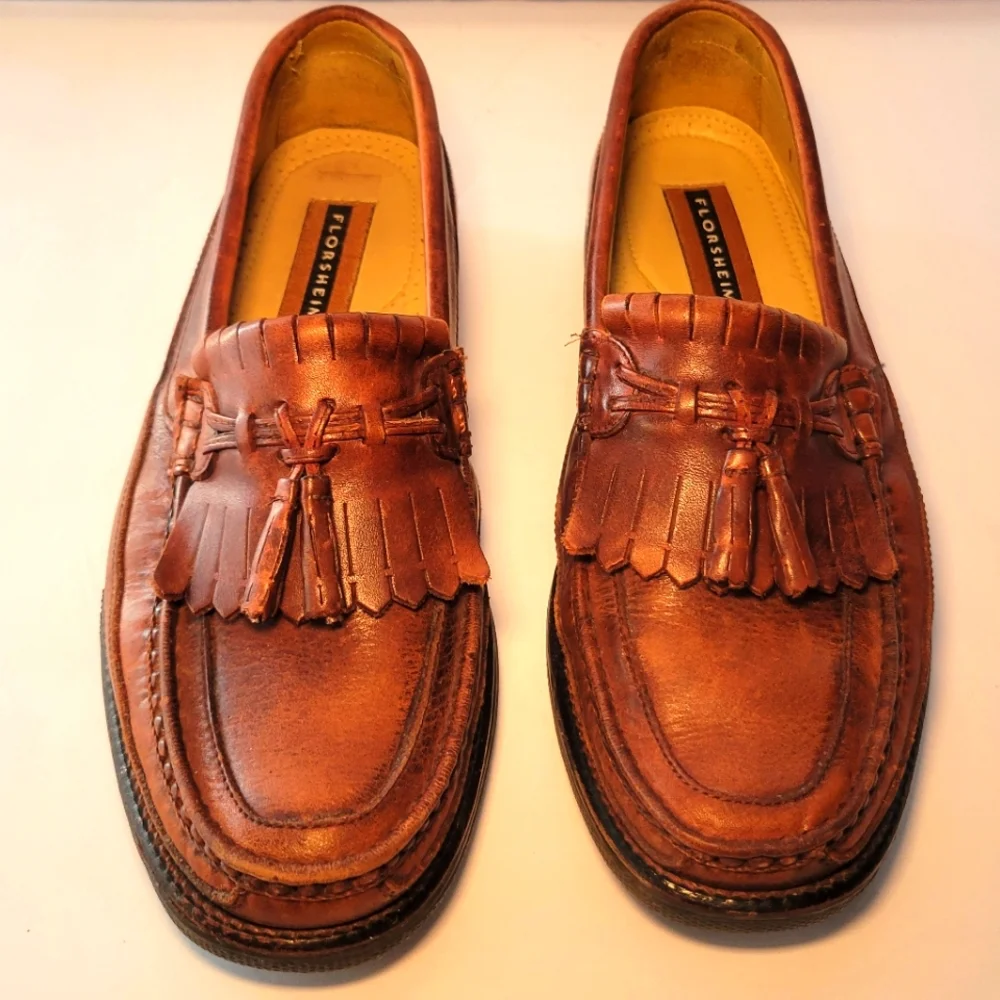 FLORSHEIM Men's 9D Brown‎ Leather Moc Toe Tassel Kiltie Loafers 18170 Brazil